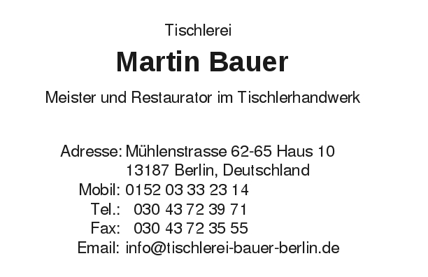 Visitenkarte von Martin Bauer